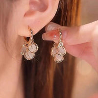 Light Luxury Green Zircon Ball Drop Earrings, Elegant Huggie Hoop Ear Cuffs, Delicate Sparkling Design