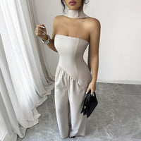 An Elegant And Sophisticated Midriff-baring Top And Bottom Set