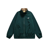Men's Solid Color Simple Letter Printing Lapel Jacket Trendy Campus Youth Coat