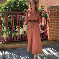 Stand-up collar belt accessory jumpsuit