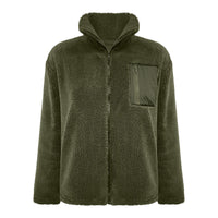 Lambswool Warm Fashion Solid Color Zipper Plush Coat