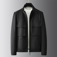 New Stand Collar Multi-pocket Fashion-black Cargo Jacket Coat