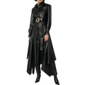 Mid-length slim leather jacket