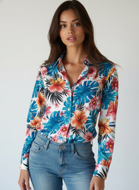 Long-sleeve Loose-fit Elegant Blouse For Middle-aged Women