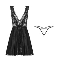 Mesh Perspective Deep V Temptation Split Suspender Nightdress Homewear Suit