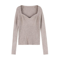 Petal Collar Knitted Off-shoulder Inner Bottoming Sweater