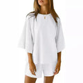 Women's Elastic-Waist Shorts Fashionable Casual Set