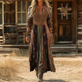 Retro Casual Plaid Womens Elegant Long-sleeve Dress