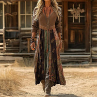 Retro Casual Plaid Womens Elegant Long-sleeve Dress