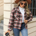 Lapel Plaid Button Loose Long-sleeved Woolen Coat