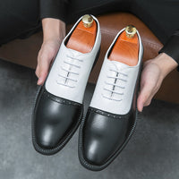 Men's Business Double Color Block Leather Shoes