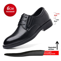 Men's Hollow-out Cowhide Height Increasing Insole Business Leather Shoes