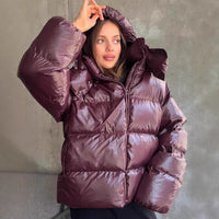 Glossy Removable Cotton Coat For Women