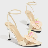 Women's Three-dimensional Flower Pointed-toe Stiletto Sandals