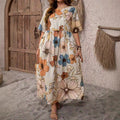 Vacation Short-Sleeve Crew-Neck Floral Print Dress