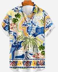 Summer Leisure Printed Hawaiian Shirt Men Vacation Seaside