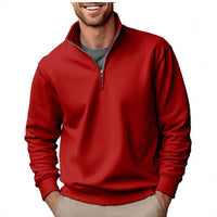 Casual Zipper Velvet Stand Collar Solid Color Men's Sweater