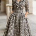 Womens SpringAutumn Fashionable And Unique Fitted-Waist Dress With Digital Print Elements