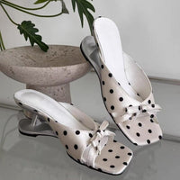 Womens Alien-style Square-toe Slide Sandals With A Bow