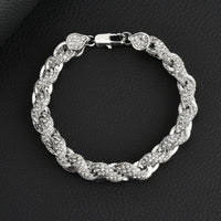 European And American Hip-Hop Mens Necklace 10mm Alloy Braided Chain With Diamonds