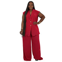 Women's V-Neck Sleeveless Fashionable Casual Two-Piece Set