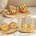 European And American Geometric Irregular Striped Stud Earrings Niche Design