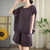 Loose-fitting Slimming Lace-trimmed Two-piece Set