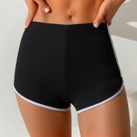 Womens Black And White Contrast Square Swim Trunks