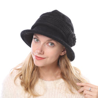 Fashion Knitted Thicken Warm Mother Hat Flower Fashion Female