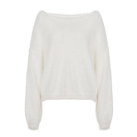 New Loose Diagonal Collar Solid Color Sweater For Women