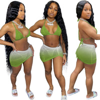 Fashion Sexy Summer Gradient Bikini Halterneck Swimsuit
