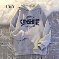 Retro Alphabet Printed Hoodie Fleece Padded Coat