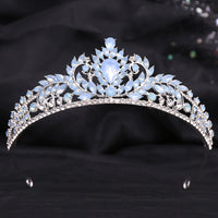 Wedding Birthday Headdress Crown Alloy Inlaid Protein Green Bright Crystal Bride