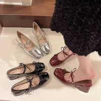 Elegant Square-toe Mary Jane Shoes With A Bow And A Single Strap