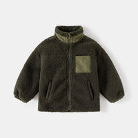 Boys' Thickening Coat Fleece Stand Collar Stitching
