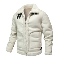 Casual Black Single-breasted Youth Loose Fleece-lined Side Seam Sidekick Lapel