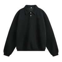 Letter-printed Lapel-button Long-sleeve Hoodie
