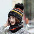 Color block bib knitted hat