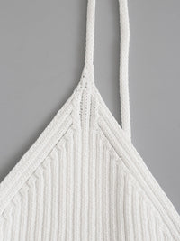 V-neck Ribbed Knit Cropped Suspender Top