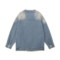 Washed And Worn Raw Edge Cat Beard Denim Coat