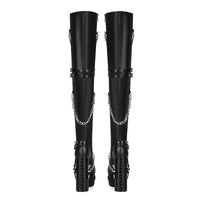 Rivet Punk Gothic Chunky-Heel Over-the-Knee Boots