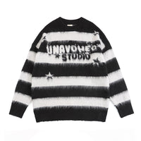 American-style Vintage Striped Mink Sweater