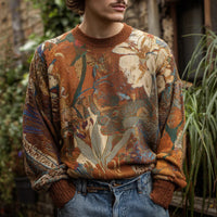 Mens Casual Crew-Neck Long-Sleeve Sweatshirt With A Printed Design