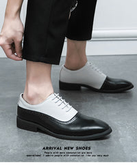 Men's Business Double Color Block Leather Shoes