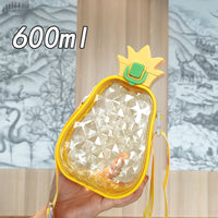 Creative Cute Pineapple Straw Plastic Water Cup Portable Strap Children's Outdoor Sports Water Bottle