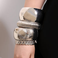 Versatile Light-luxury Punk-style Open Bangle With A Wide Design
