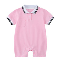 Boys And Girls Preppy Fashion Lapel Romper
