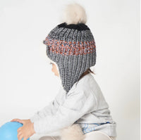Lovely Baby Knitted Cap With Fluffy Ball Earmuffs