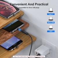 Spherical magnetic three-in-one 540° rotating data cable