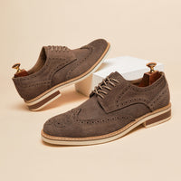 New Spring And Summer Genuine Leather Cow Suede Brogue Formal Business Men's Leather Shoes